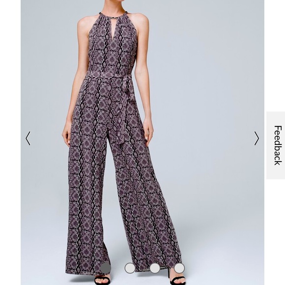 White House Black Market Pants - WHBM Snakeskin halter jumpsuit NWOT! So flattering!